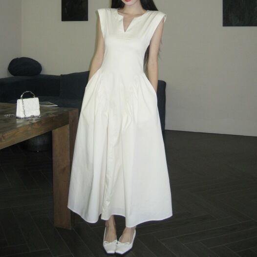 【dress】VネックノースリーブワンピースF7272