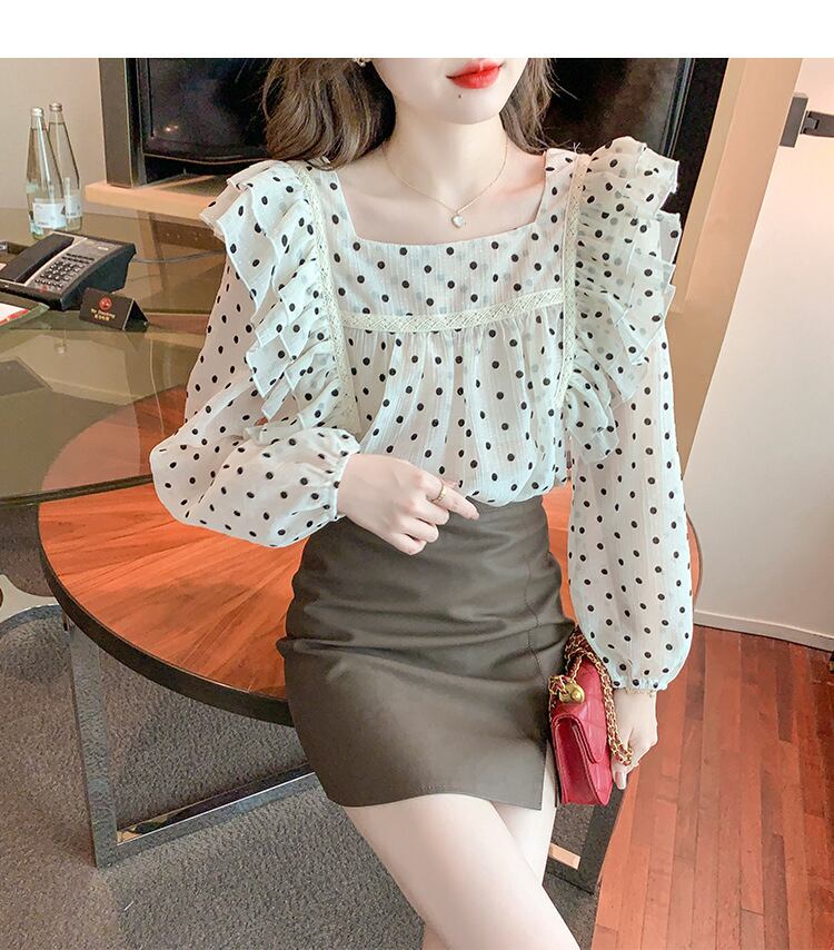 【tops】ドット柄シャツトップス　M28606