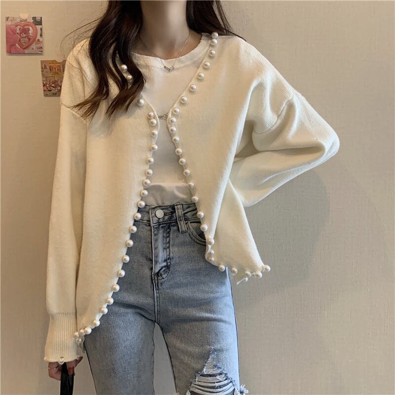 【outer】パールニットカーディガン　N2070