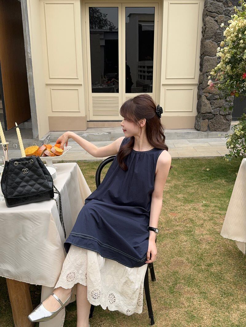 【dress】レース切り替えノースリーブワンピース　M29817