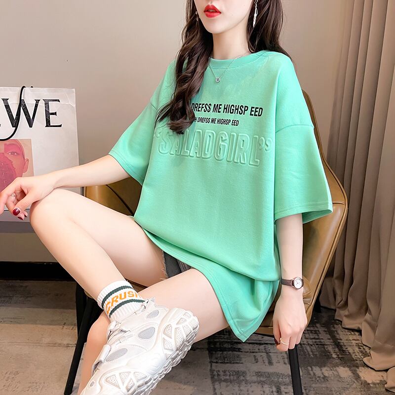 【tops】好感度満載！3色ラウンドネック半袖英字柄ファッションTシャツF0414