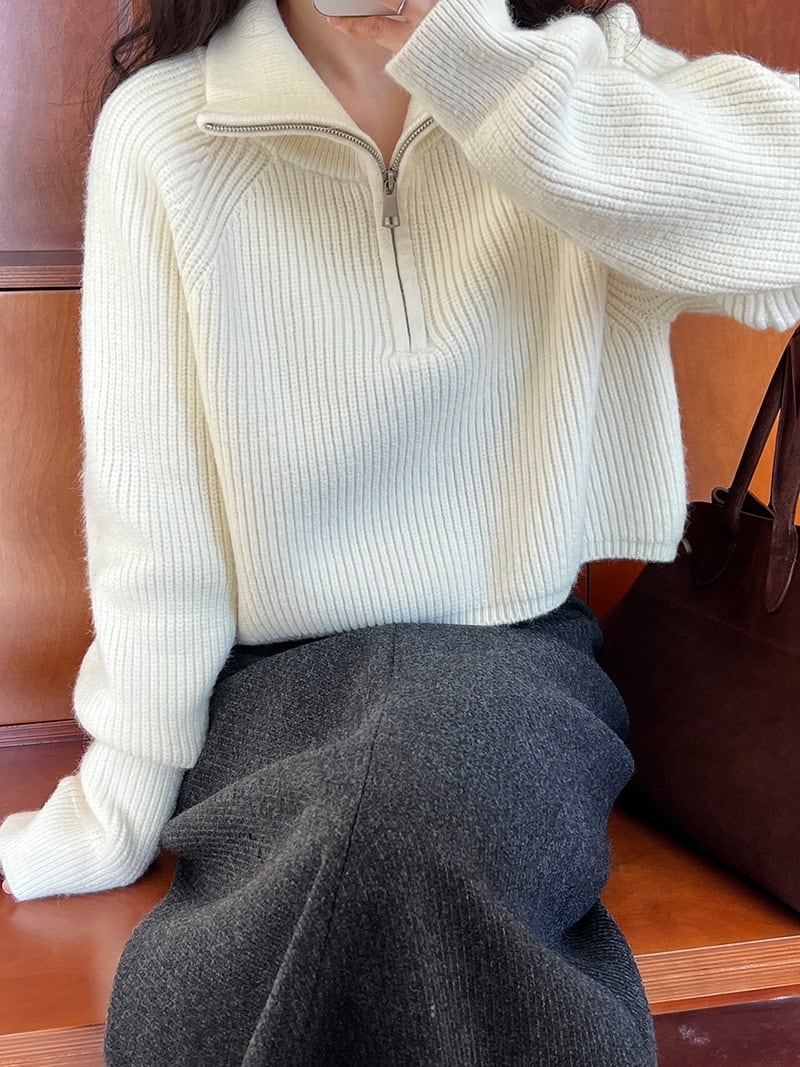 【tops】ハイネックニットトップス Q7396