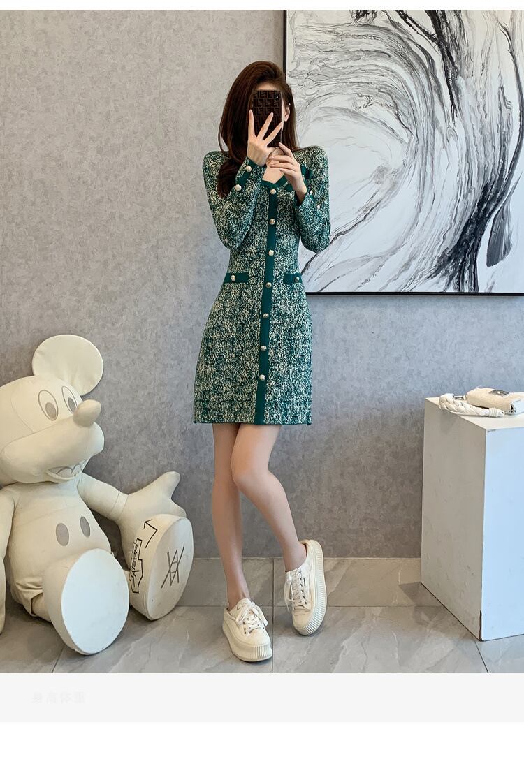【dress】ニットワンピース着瘦せ人気デザイン　M17667