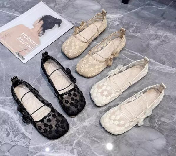 【shoes】3色レースフラットシューズF7473