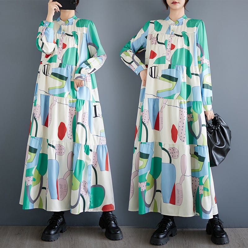 【dress】プリントカジュアルワンピース
