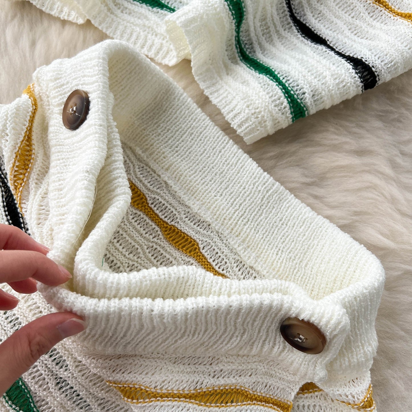 【set】ストライプ柄ニットトップス+スカート２点セットG20661