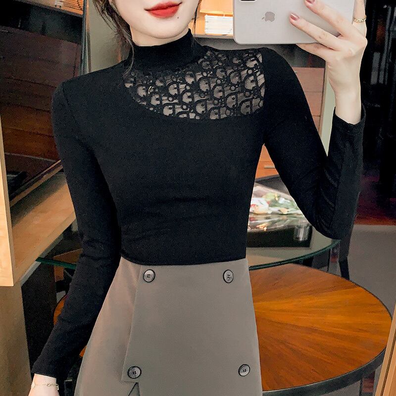 【tops】春新作!気質満点レトロ透かし彫り体型カバーオシャレ長袖Tシャツ G3651