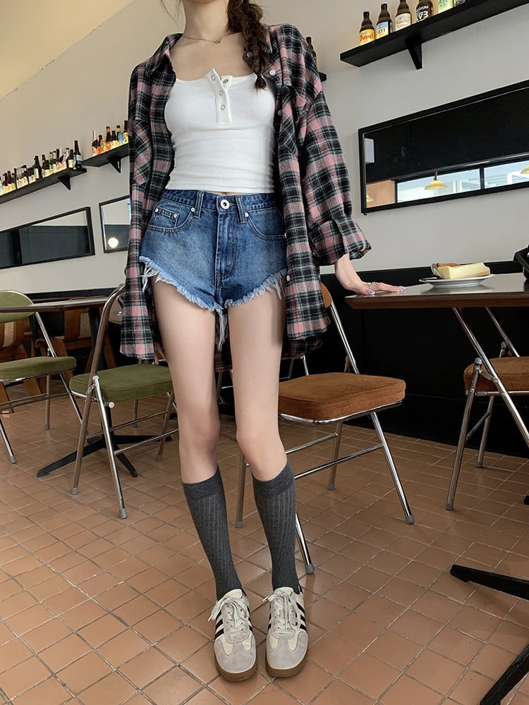 【tops】チェック柄シャツトップス　M25331