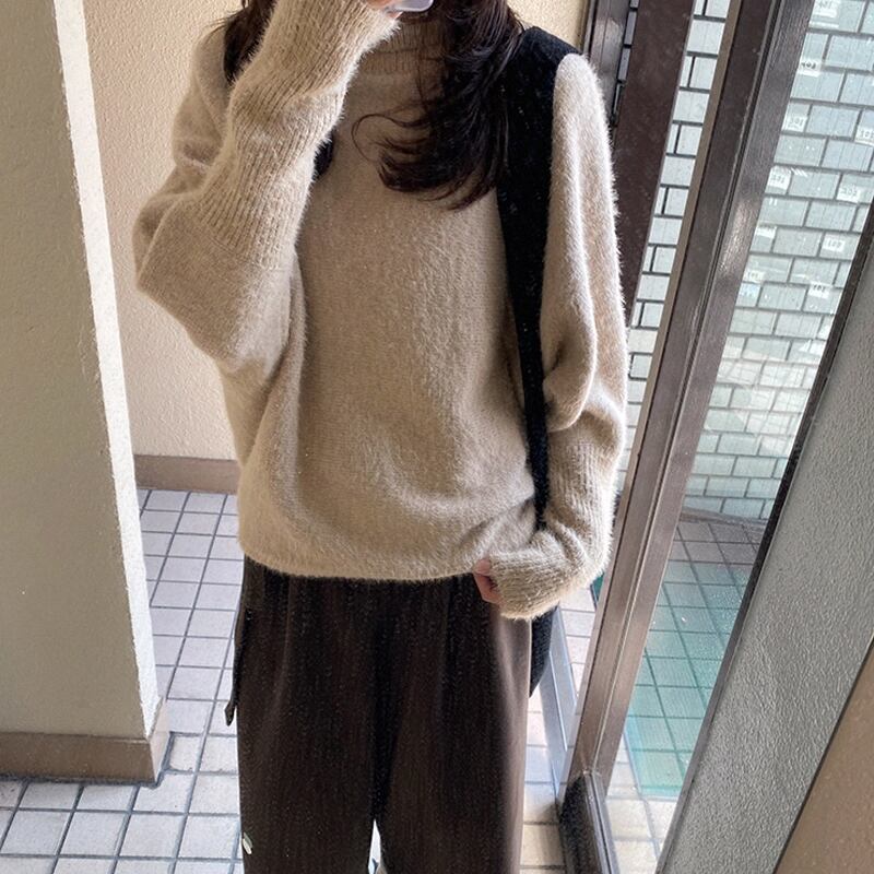 【tops】ハイネックニットトップス Q7393