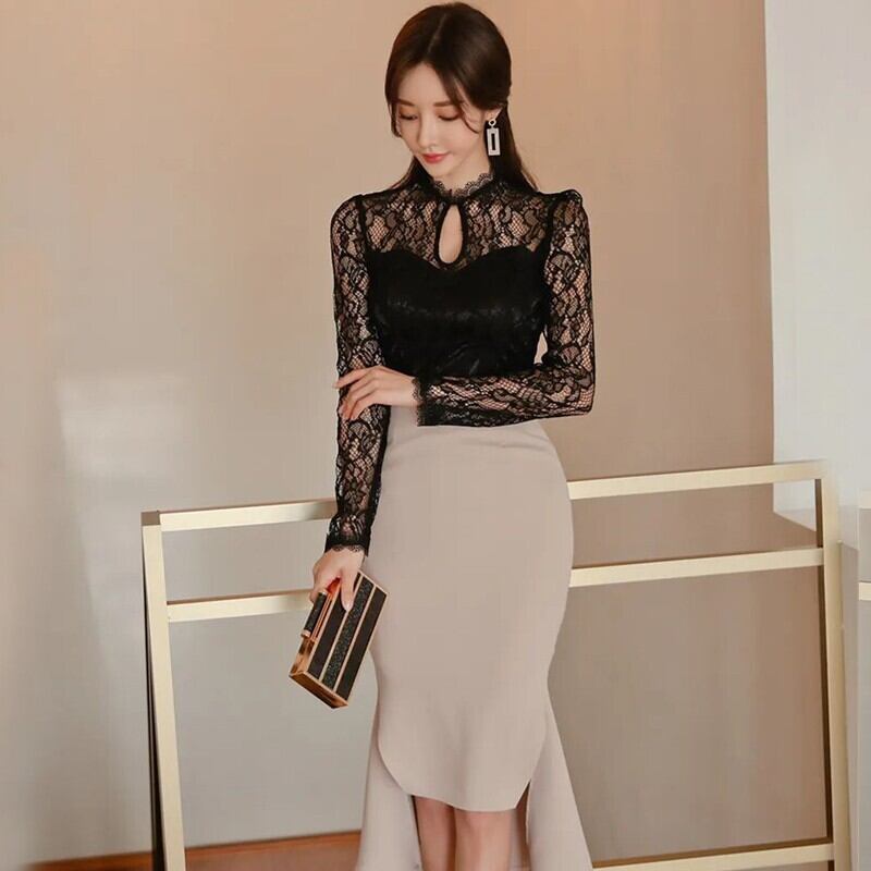 【dress】レースドッキングワンピース　M18761