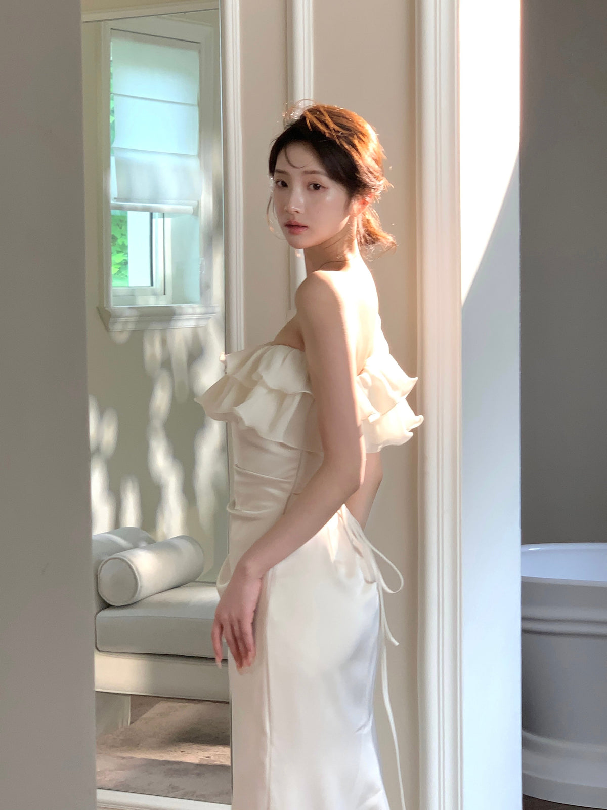 【dress】フリルマーメイドワンピース　N3155
