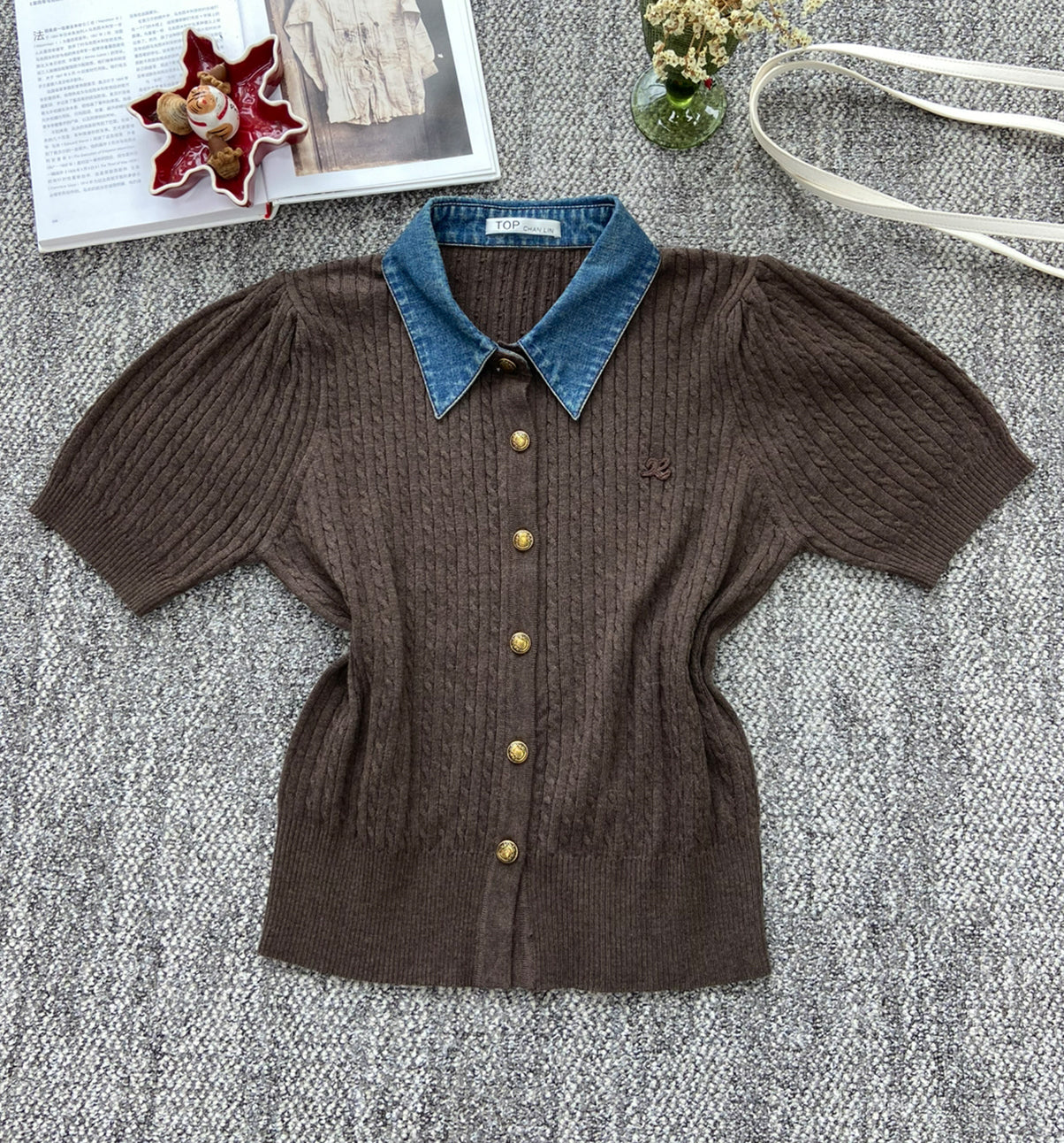 【tops】ポロネックニットトップス Q8938