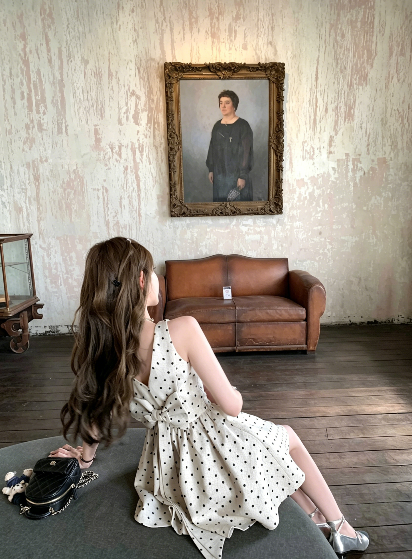 【dress】バックリボンドット柄ミニワンピース　M30198