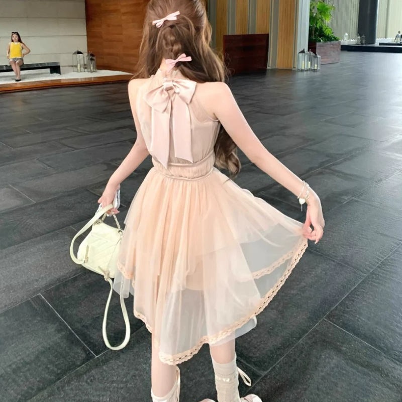 【dress】バックリボンチュールミニワンピース　M31380