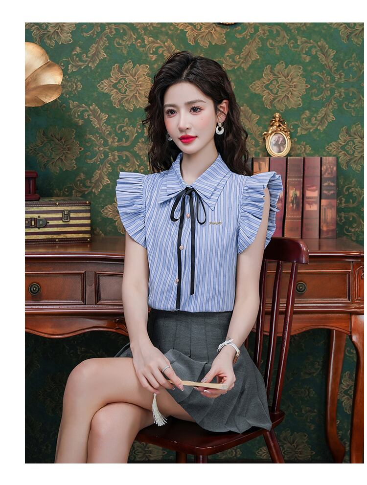 【tops】ストライプ柄ブラウスG21344