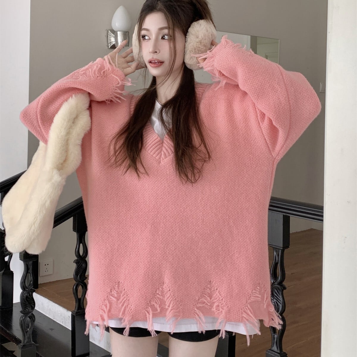 【tops】Vネックニットセーター　M28744