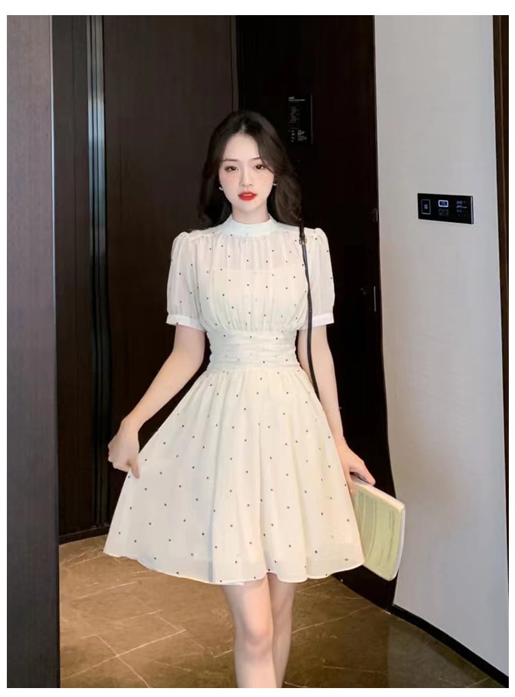 【dress】シフォンドット柄ワンピース G20653