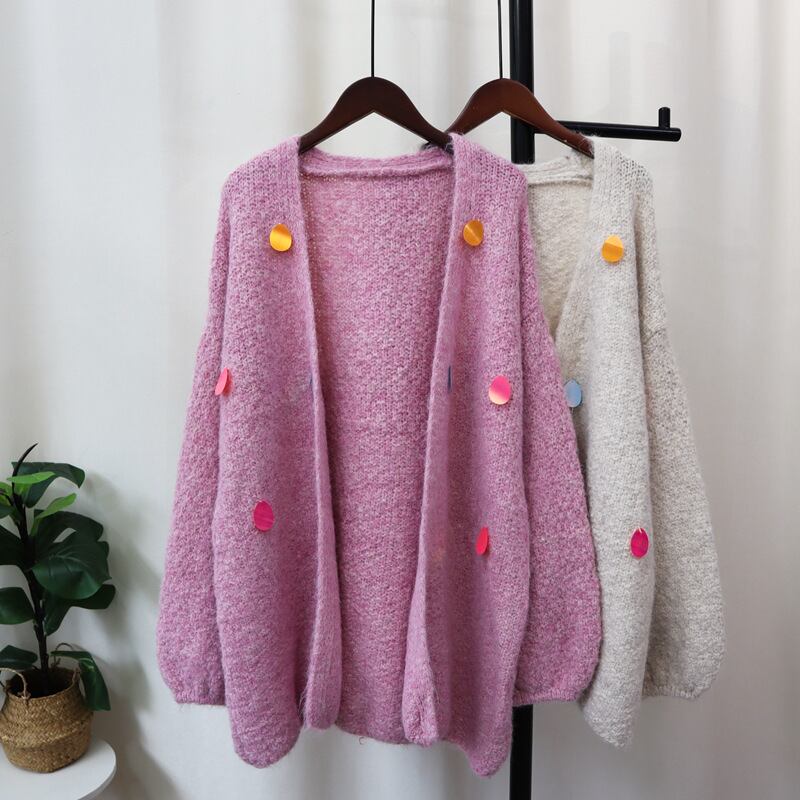 【outer】スパンコールニットカーデ　M28600