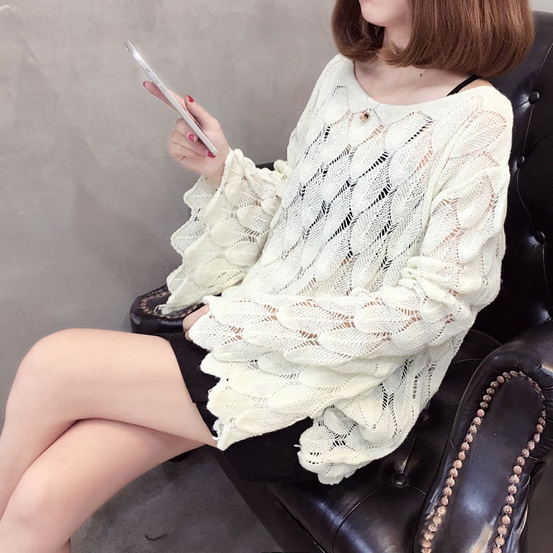 【tops】カットワークニットセーター　M18155