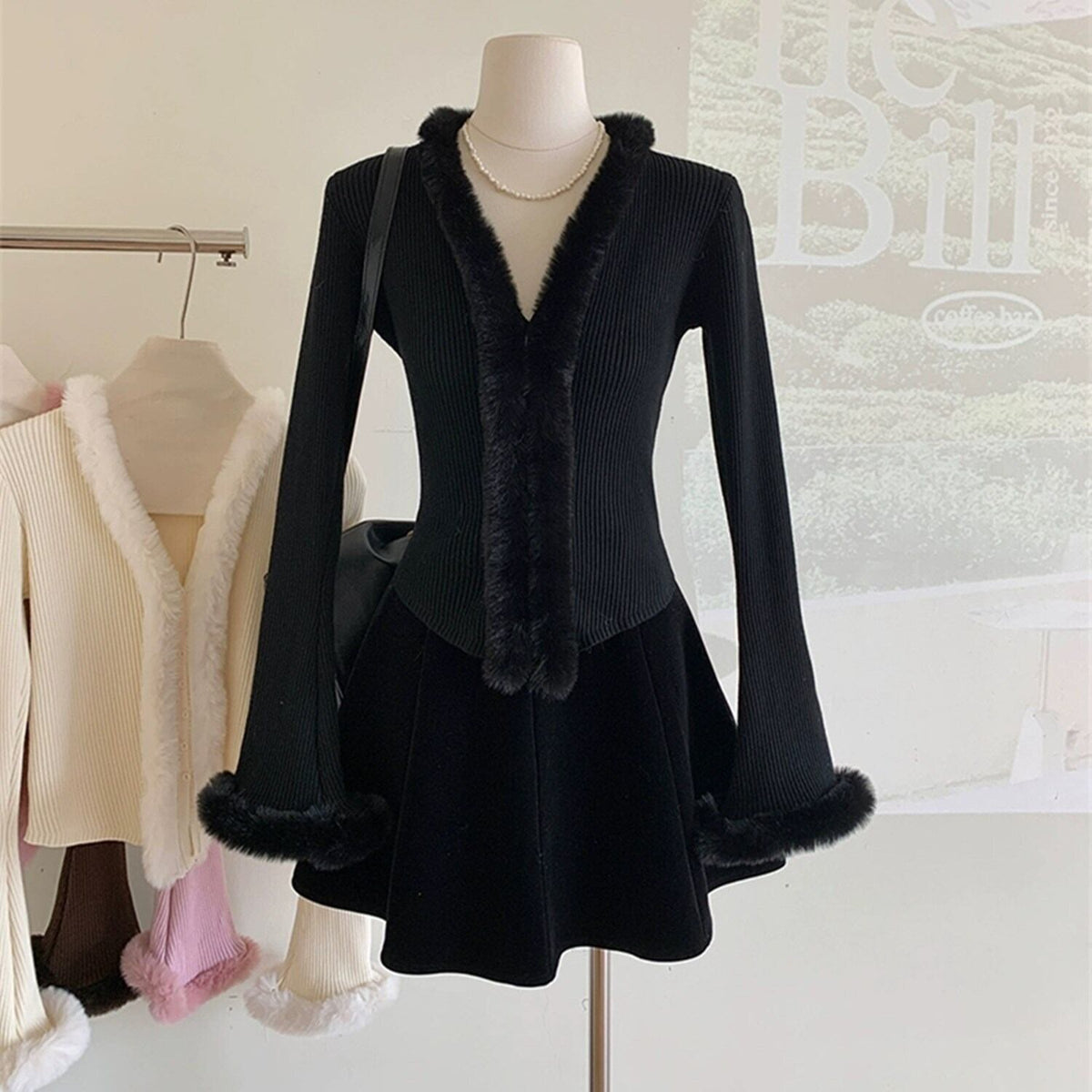 【tops】ファー付きニットトップス     N2169