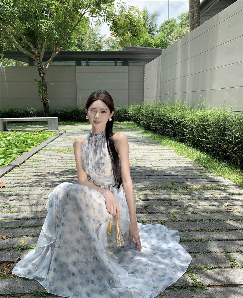 【dress】ホルターネック花柄ワンピース　M24549