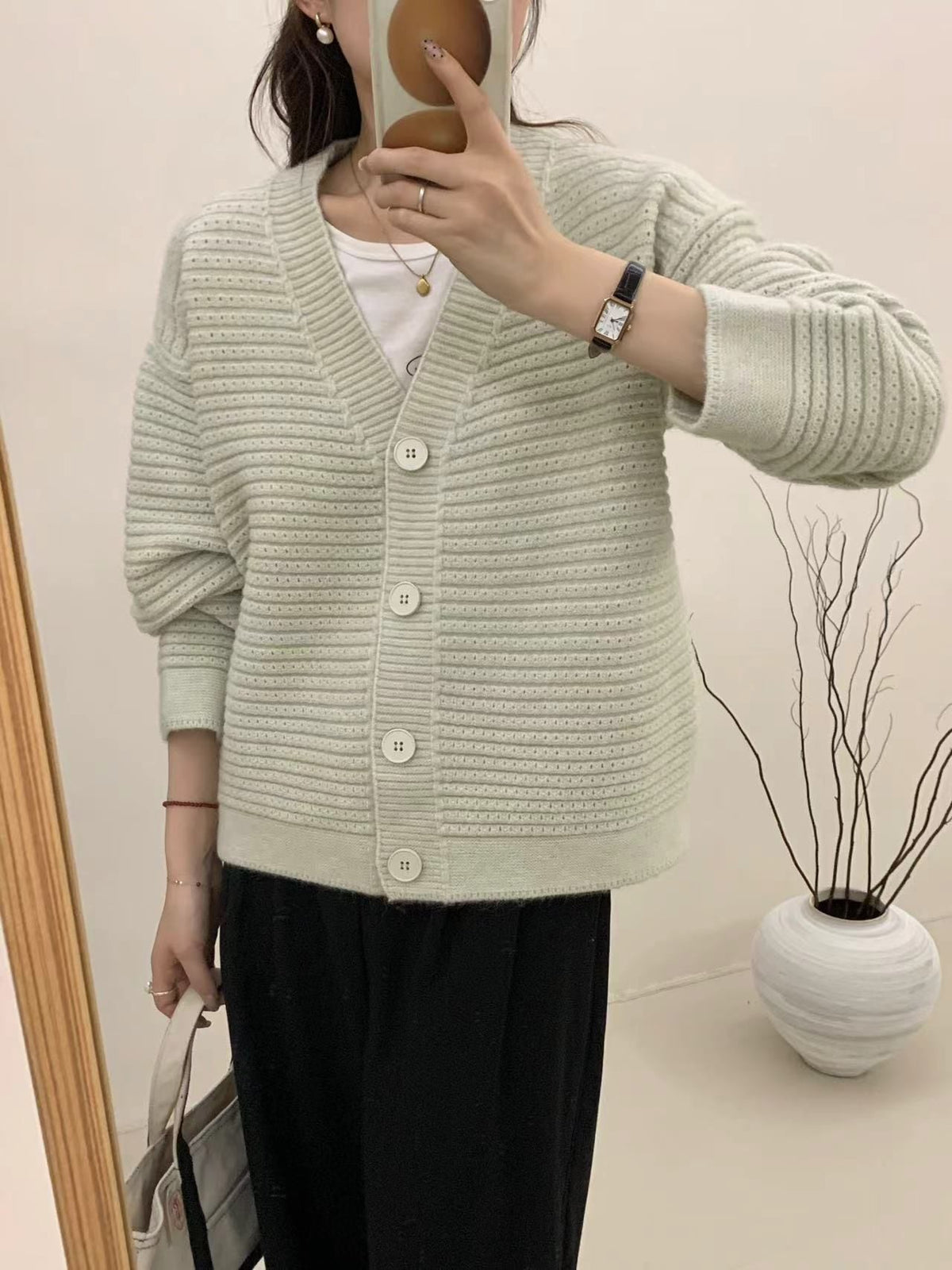【outer】Vネックニットカーデ　M25863