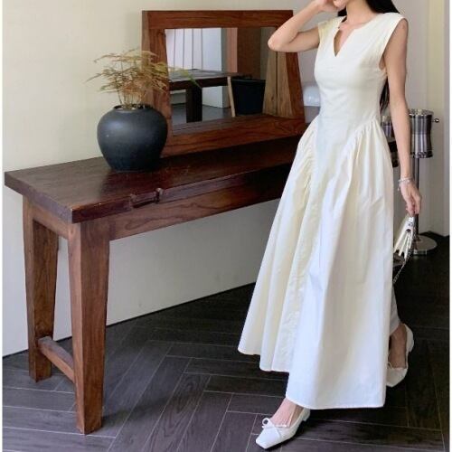 【dress】VネックノースリーブワンピースF7272