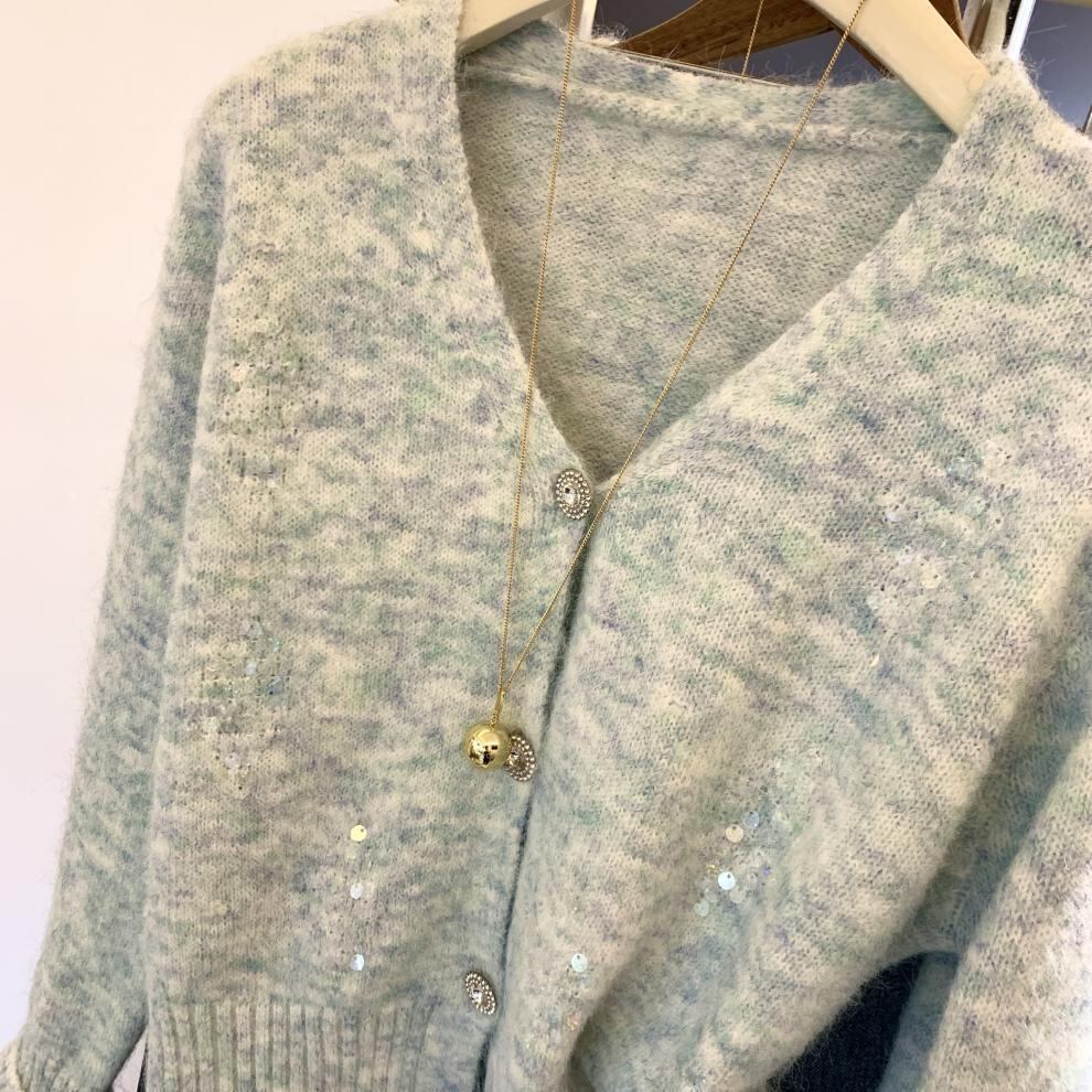 【outer】スパンコールニットカーデ　M29266