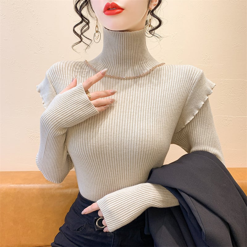 【tops】フリルニットトップス　M27693