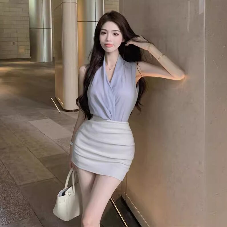 【set】Vネックキャミソール+スカート２点セットG21253