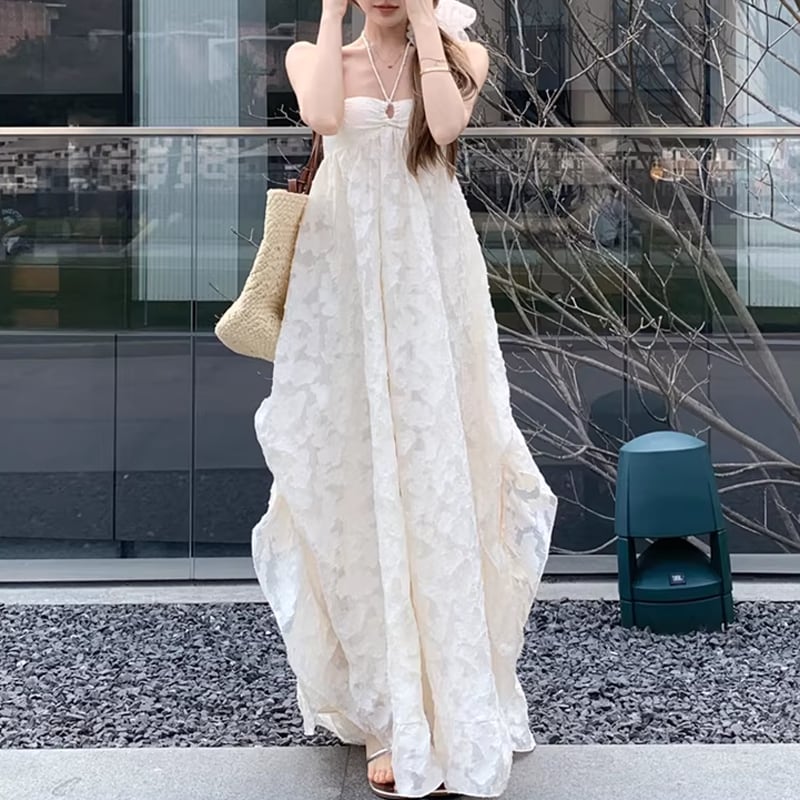 【dress】ベアバックロングレースドレス Q8011