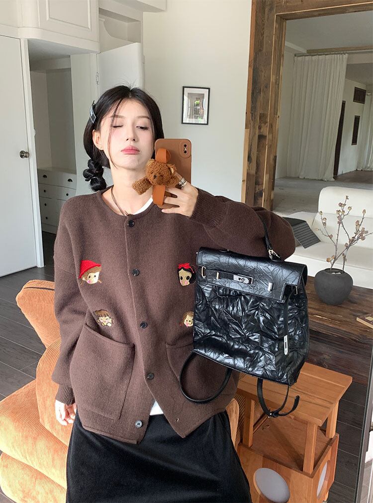【outer】クルーネックニットカーデ　M19183