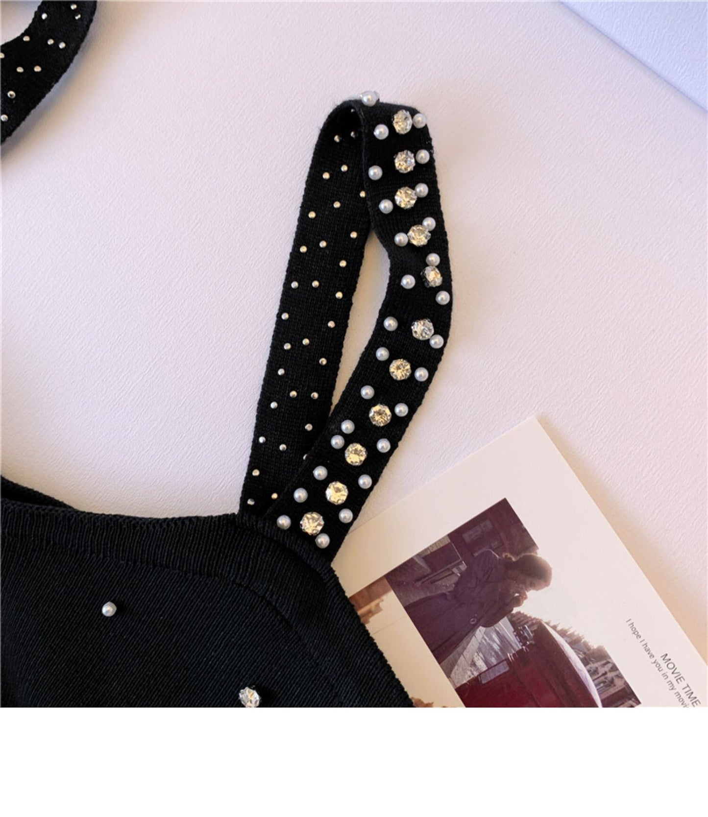 【tops】ラインストーンニットキャミソールF7049