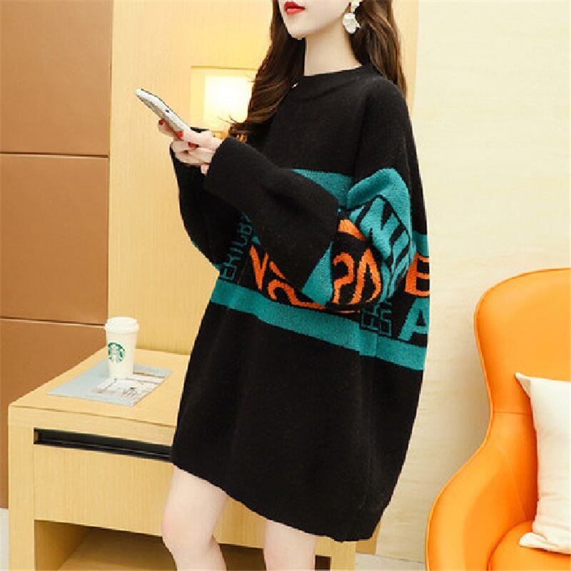 【tops】気質満点レトロ厚手秋冬新作ルーズゆったりニットセーター G4095