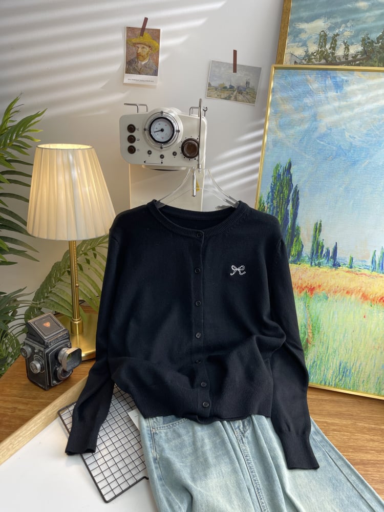 【outer】リボン刺繍ニットカーデ　M26314