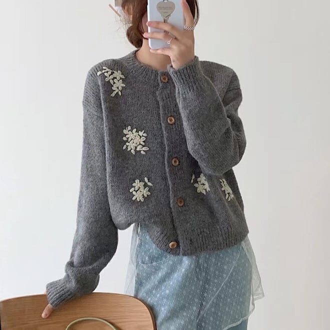 【outer】刺繍ニットカーデ　M17962