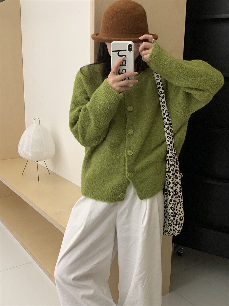 【outer】クルーネックニットカーデ　M18868