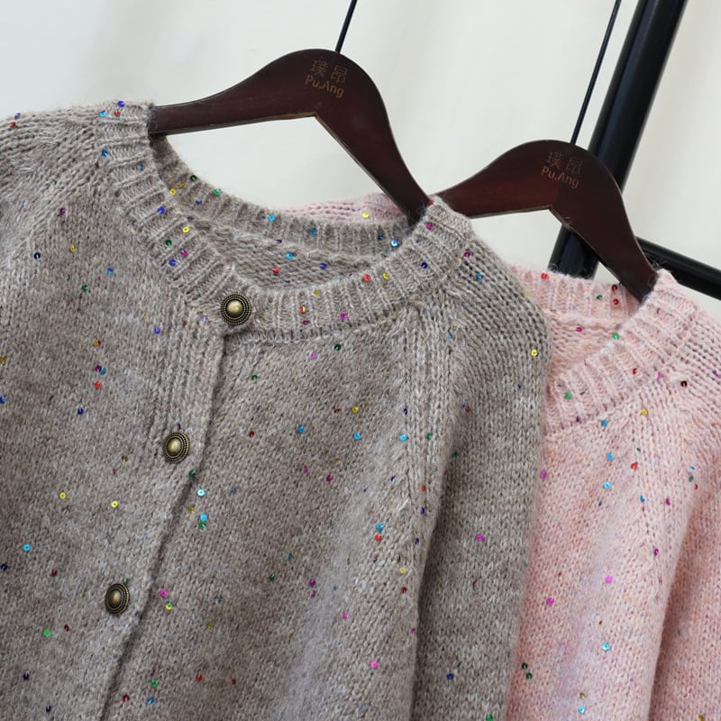 【outer】クルーネックニットカーデ　M25696