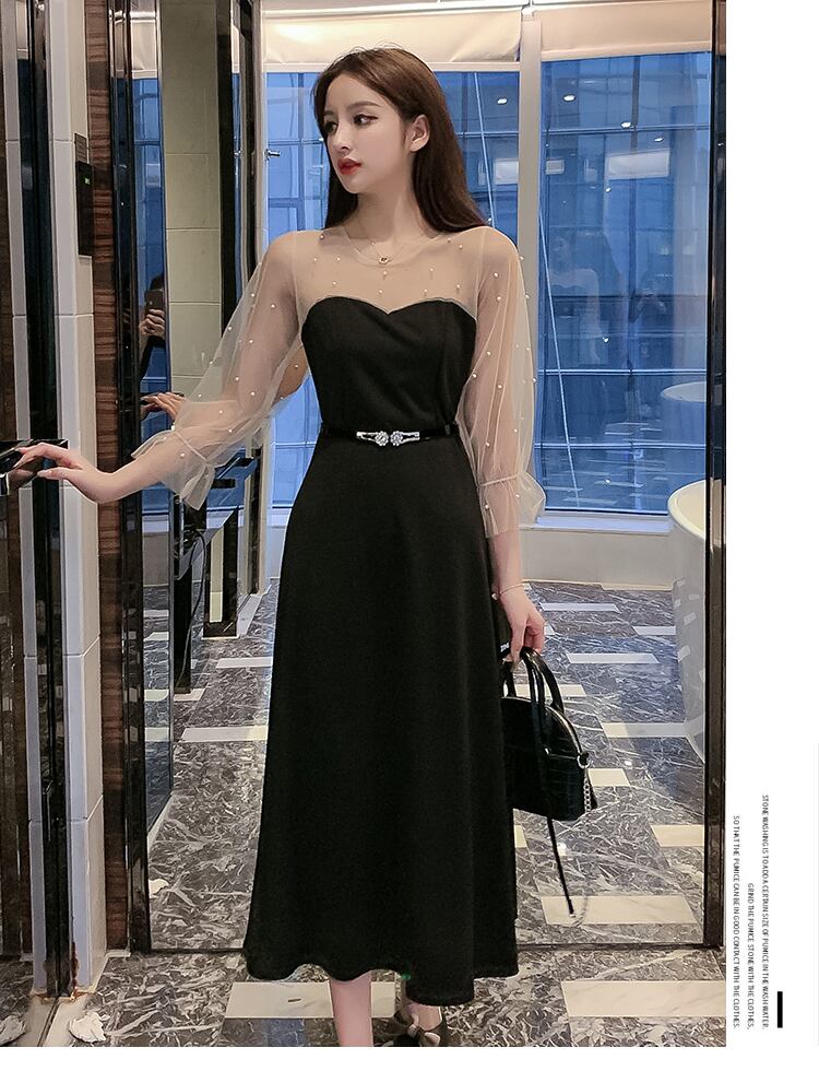 【dress】優しい雰囲気!韓国風気質満点魅力的レトロパフスリーブワンピース G0188