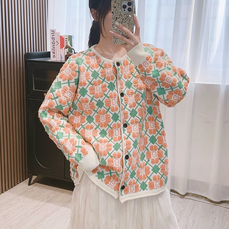 【outer】ジャカードニットカーデ　M25871