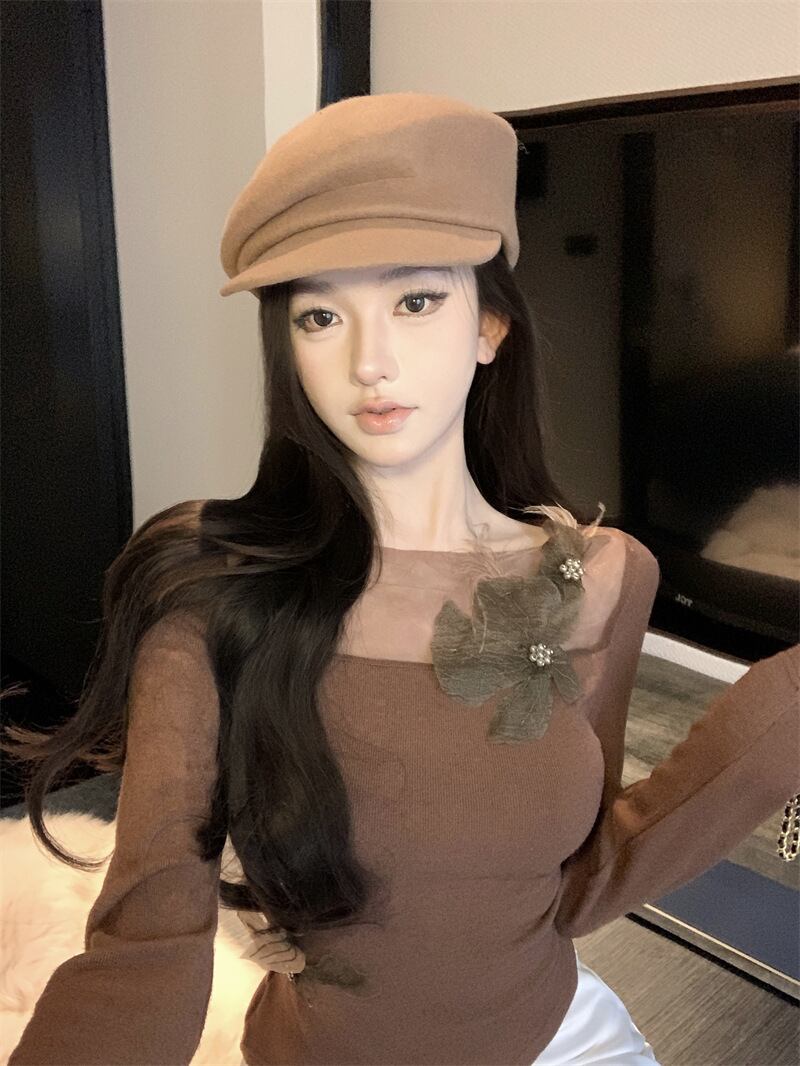 【tops】チュールコンビ立体フラワートップス　M28376