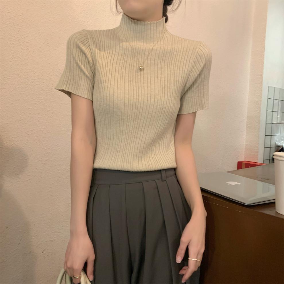 【tops】ハーフネックニットTシャツG21551