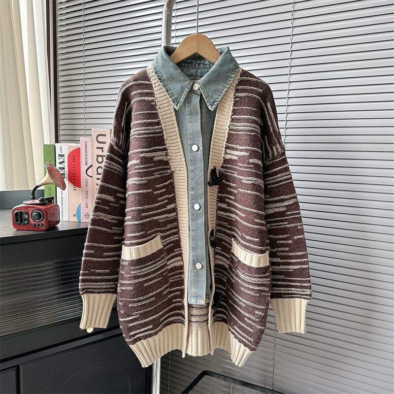 【outer】デニム切り替えニットカーデ　M18671