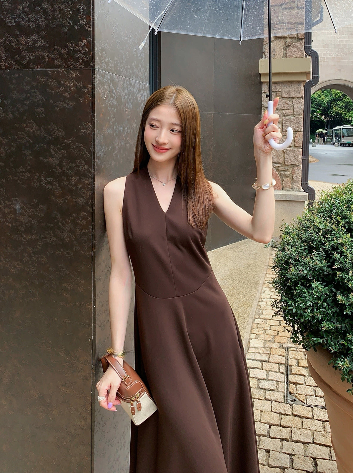 【dress】ノースリーブロングワンピース Q8931