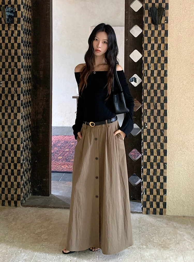 【dress】ベルト付きニットドッキングロングワンピース Q8926