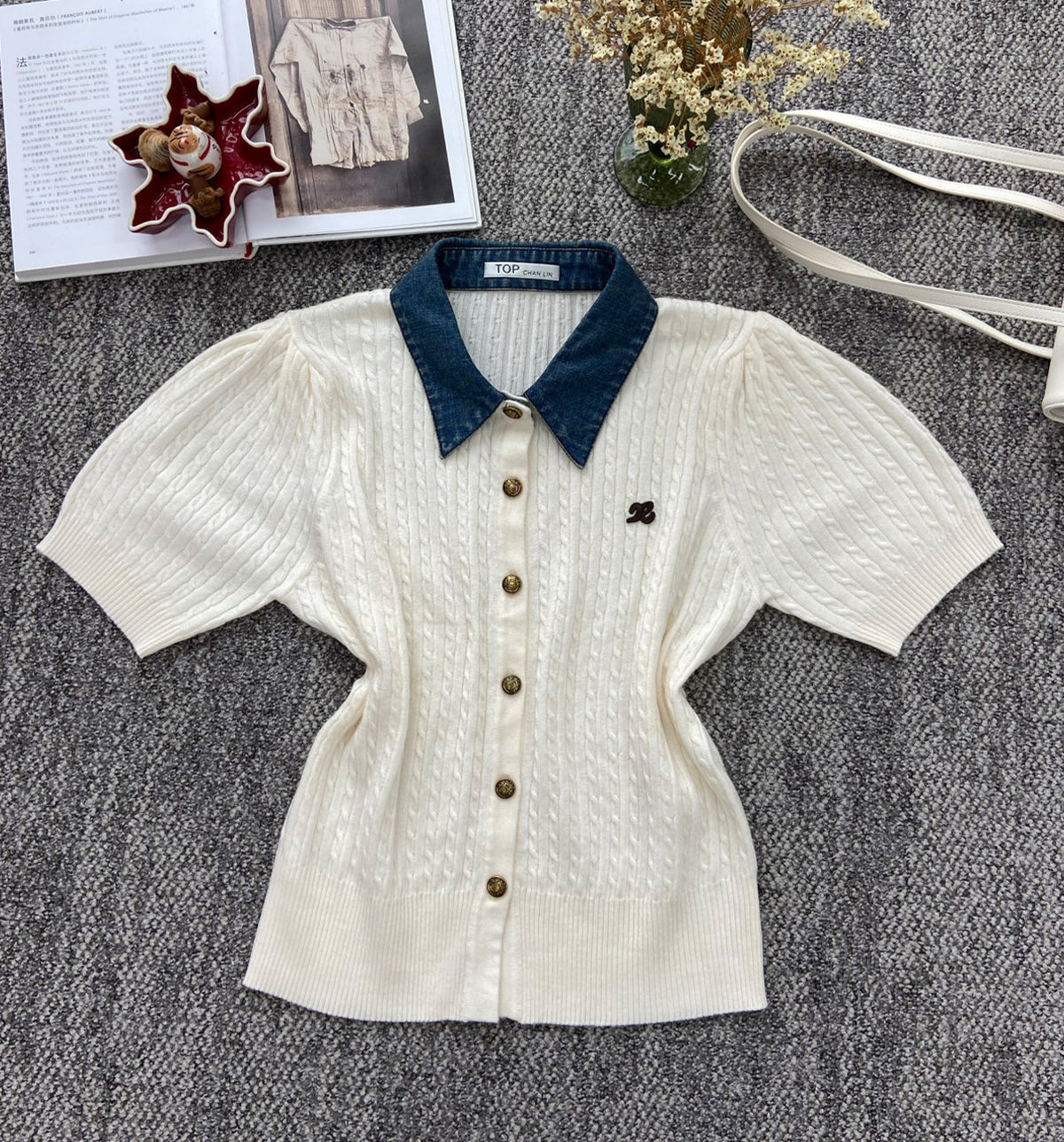 【tops】ポロネックニットトップス Q8938