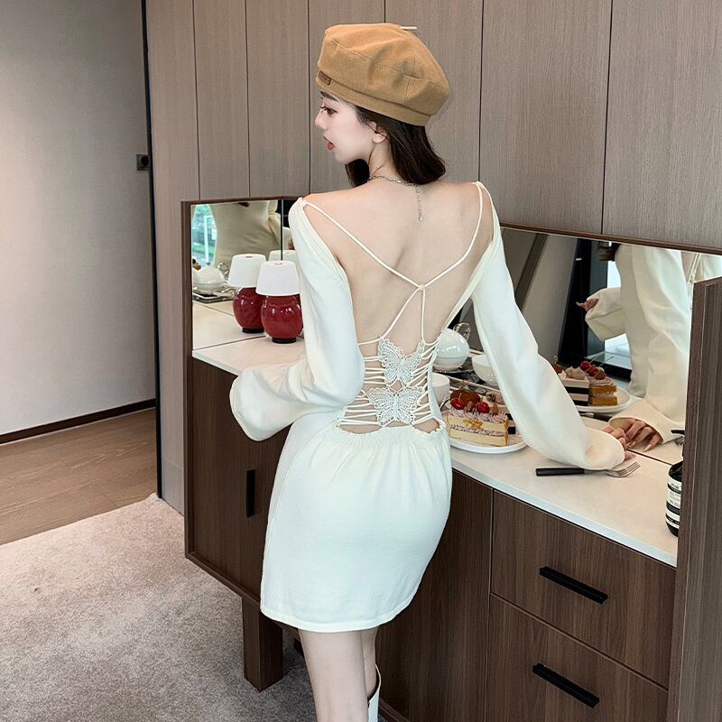 【dress】バックレスニットワンピース　M28110