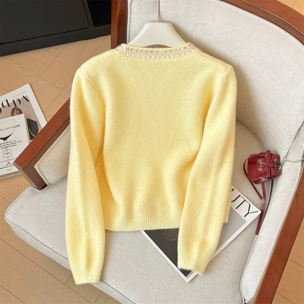 【outer】スパンコールニットカーデ　M29216
