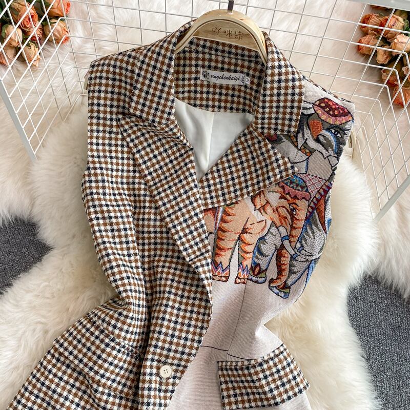 【set】チェック柄チョッキ+ショートパンツ２点セットG20716