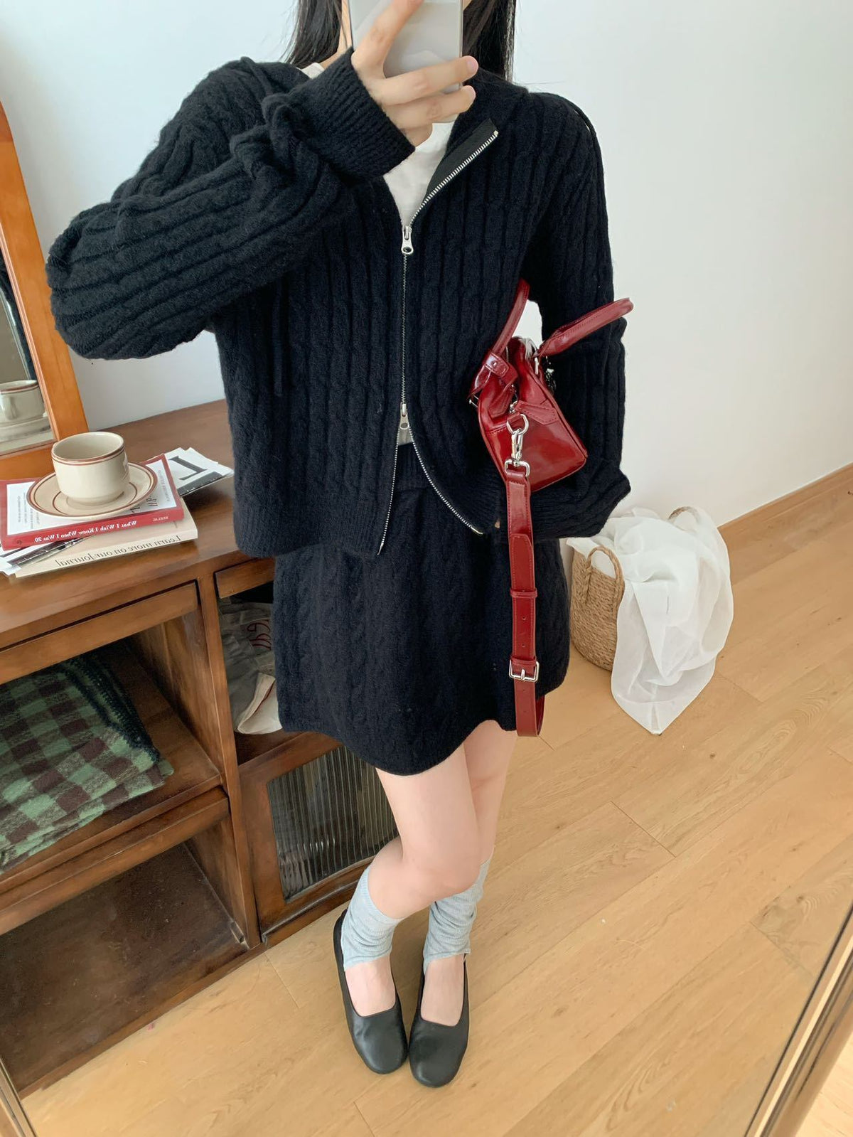 【set】ニットカーデ×スカートセット　M26890